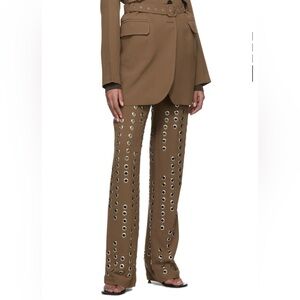 Lado Bokuchava Genesis Brown Eyelet-Embellished Women's Pants